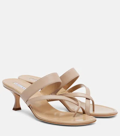 Manolo Blahnik Susa 50 Leather Thong Sandals