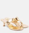 Manolo Blahnik Susa 50 Metallic Leather Sandals In Gold