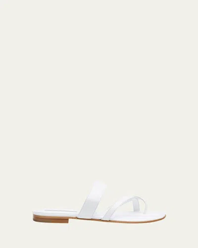 MANOLO BLAHNIK SUSA FLAT LEATHER SANDALS