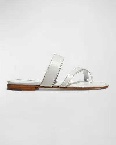 Manolo Blahnik Susa Flat Leather Sandals In Animal Print