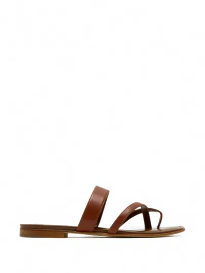 Manolo Blahnik Susa Leather Sandals In Brown
