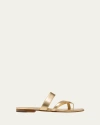 Manolo Blahnik Susa Metallic Crisscross Flat Sandals In Gold