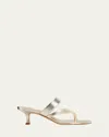 Manolo Blahnik Susa Metallic Crisscross Mule Sandals In Gold