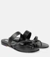 Manolo Blahnik Susacru Leather Thong Sandals In Black