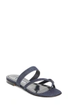 Manolo Blahnik Susa Chambray Crisscross Flat Sandals In Purple