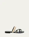 Manolo Blahnik Susara Woven Flat Slide Sandals In Multi