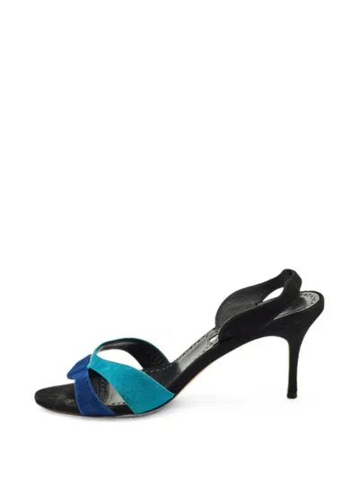 Pre-owned Manolo Blahnik Suspiro Slingback Sandals In Black