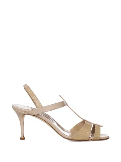Manolo Blahnik T-strap Heeled Sandals In Multi