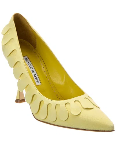 Manolo Blahnik Tamak 90 Suede Pump In Yellow