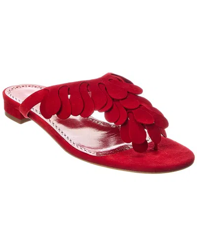 Manolo Blahnik Tamako Suede Sandal In Red