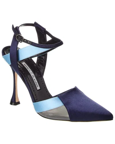 Manolo Blahnik Tamer 100 Satin Pump In Blue