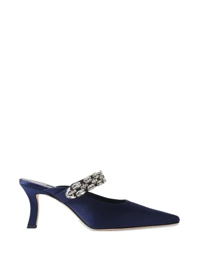 Manolo Blahnik Tamolmu Embellished Mules In Blue