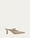 Manolo Blahnik Tamolmu Embellished Satin Mules In Gold