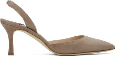 MANOLO BLAHNIK TAUPE CAROLYNE HEELS
