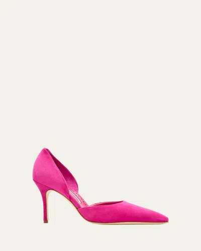 Manolo Blahnik Taylerbinu Suede D'orsay Pumps In Pink