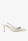 Manolo Blahnik Terala Gala 70 Jewel Slingback Pumps In Cream