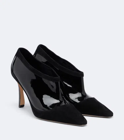 Manolo Blahnik Ters Suede And Patent Leather Pumps In Black