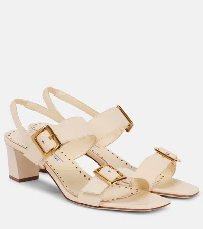 Manolo Blahnik Thalitsli 50 Leather Slingback Sandals