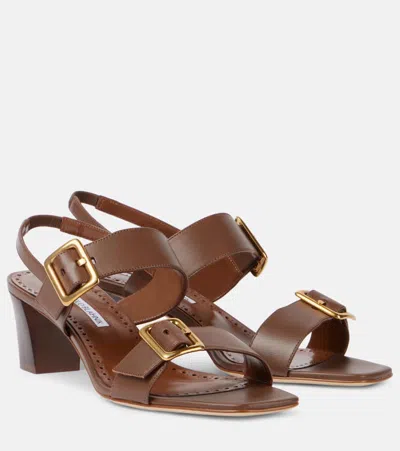 Manolo Blahnik Sandalen Thalitsli Aus Leder In Braun