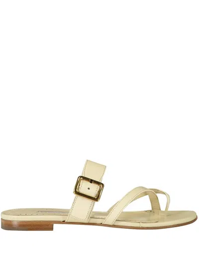 Manolo Blahnik Thalusa Buckle-fastening Leather Sandals In Neutral