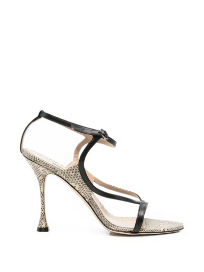 Manolo Blahnik Tibula Snake-effect Leather Sandals In Multi
