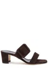 Manolo Blahnik Titubanew 50 Suede Sandals In Brown