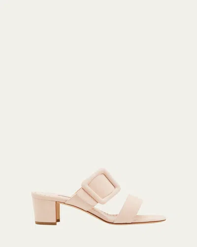 Manolo Blahnik Titubanew Suede Buckle Slide Sandals In Brown