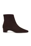 Manolo Blahnik Tolarc Suede Zip Ankle Booties In Dark Brown