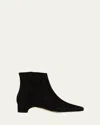 Manolo Blahnik Tolarc Suede Zip Ankle Booties In Black