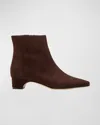 Manolo Blahnik Tolarc Suede Zip Ankle Booties In Dark Brown