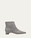 Manolo Blahnik Tolarc Suede Zip Ankle Booties In Dark Gray