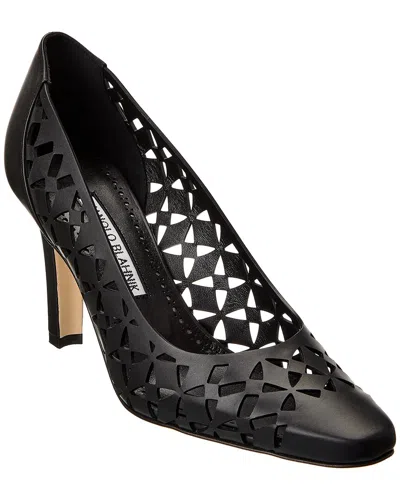 Manolo Blahnik Tolvina 90 Leather Pump In Black