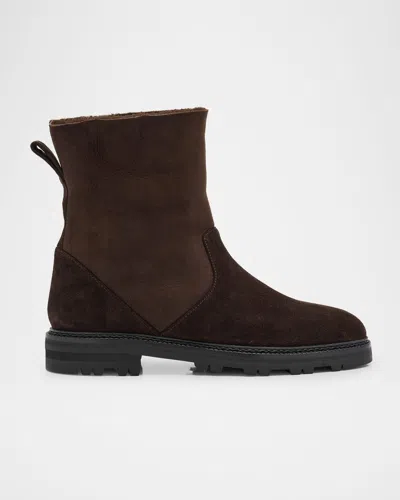 Manolo Blahnik Tomosa Suede Cozy Ankle Boots In Dbrw(2011)/dbrw(2023)