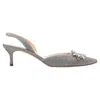Manolo Blahnik Tonoslac Metallic Fabric Buckle Sling Heels In Silver