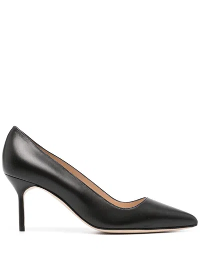 Manolo Blahnik Tora 70mm Leather Pumps In Black