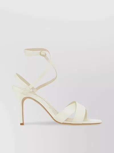 MANOLO BLAHNIK TORMENFA CALFSKIN ANKLE STRAP SANDALS