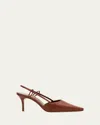 Manolo Blahnik Touki Leather Slingback Pumps In Brown