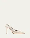 Manolo Blahnik Touki Metallic Snake Slingback Pumps In Nude