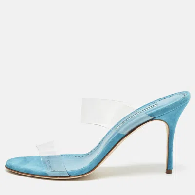 Manolo Blahnik Transparent Pvc Scolto Slide Sandals In Blue