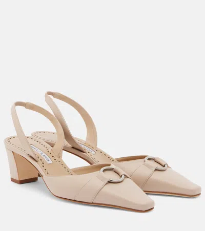 Manolo Blahnik Trixa Leather Slingback Pumps In Brown