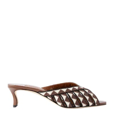 Manolo Blahnik Trofesamu 50 Woven Leather Mules In Brown
