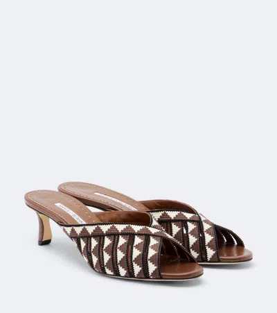 Manolo Blahnik Trofesamu Knitted Mules In Brown