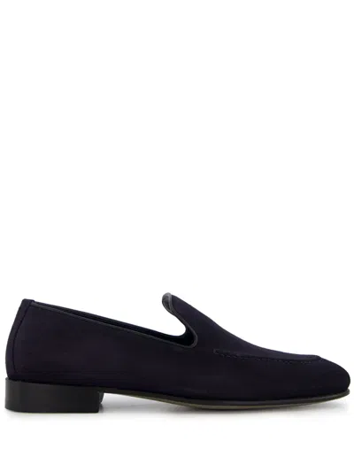 Manolo Blahnik Truro Crosta Suede Loafers In Blue