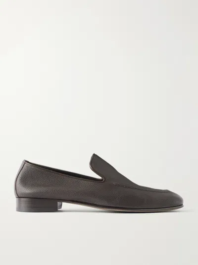 Manolo Blahnik Truro Full-grain Leather Loafers In Gray