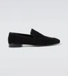 Manolo Blahnik Truro Leather-trimmed Suede Loafers In Black