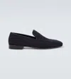 Manolo Blahnik Truro Leather-trimmed Suede Loafers In Blue