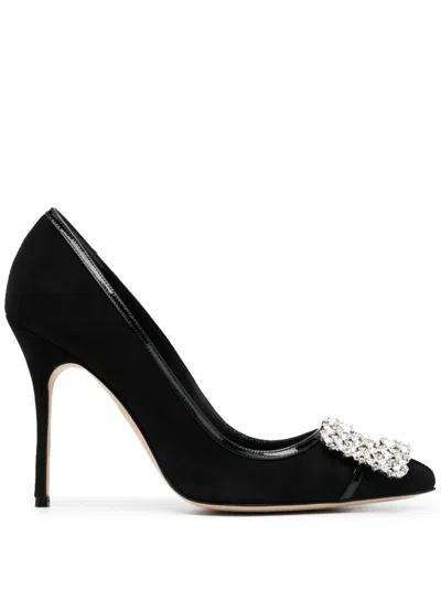 Manolo Blahnik Tuberian 105mm Crystal-buckle Pumps In Black