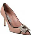 MANOLO BLAHNIK MANOLO BLAHNIK TUBERIAN 90 LINEN & LEATHER PUMP