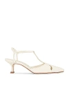 Manolo Blahnik Turgimod Croco T-strap Pumps In Cream