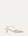 Manolo Blahnik Turgimod Croco T-strap Pumps In Cream